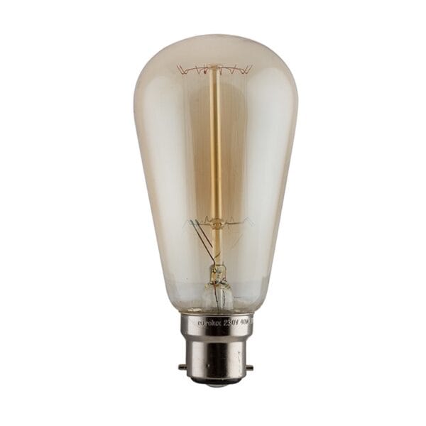Dimmable amber pear-shaped carbon filament globe for all your lighting needs.