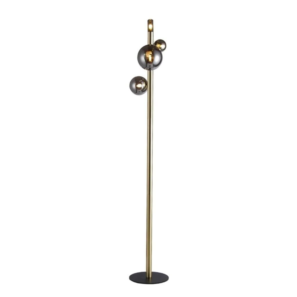 The polished design of the Bubble gold and mirror smoke glass floor lamp is a captivating fusion of elegance and modern design.