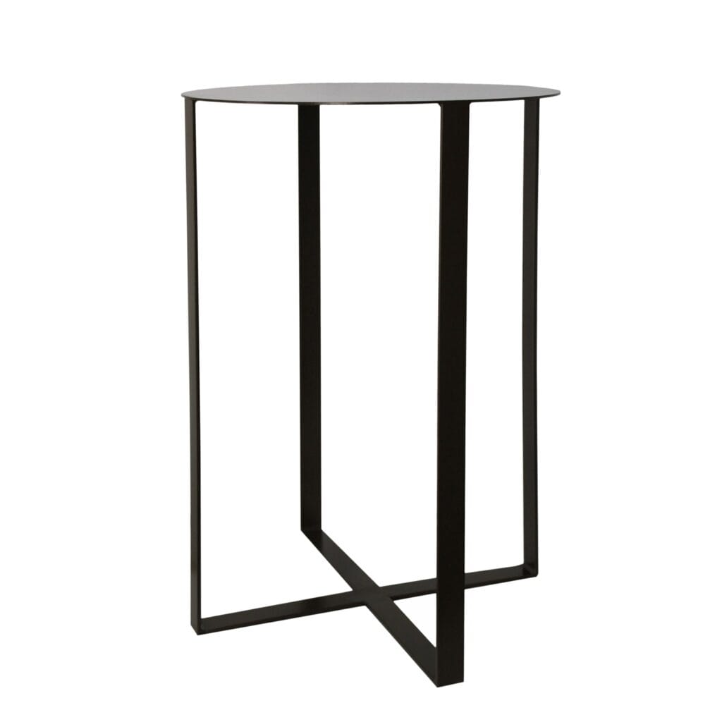 A beautiful design with a touch of industrial elegance to add sophistication and modernism to your space. Manufactured from mild steel, welded and powder coated.  Available in a matching coffee table.