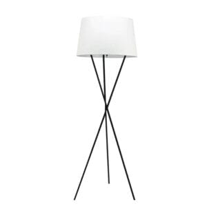 Lighten up your space with the stunning angular build of the Criss Cross floor lamp. Black powder-coated stand with a white shade.