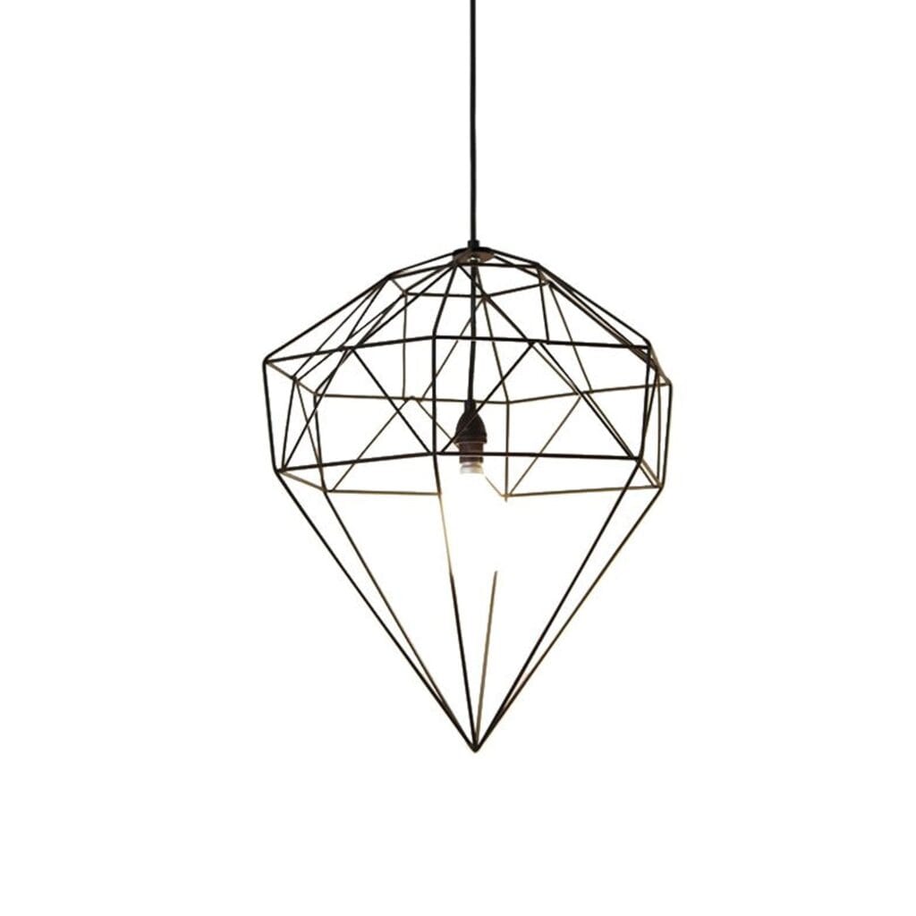 Diamond wire pendant welded from mild steel wire and powder coated.