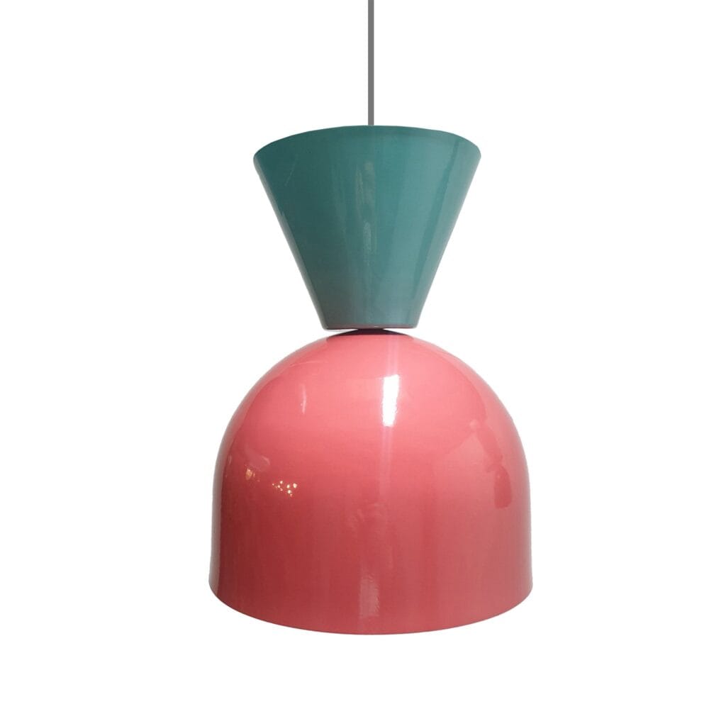 A playful yet practical take on traditional lighting. Spun aluminum powder coated in a pop of colour. Aluminium won’t rust and is easy to clean making it an excellent substitute for high-traffic areas.