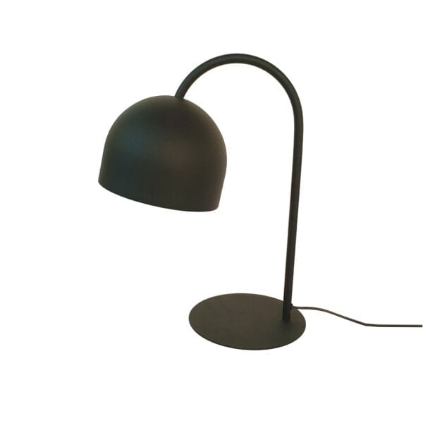 Sandpaper black powder coated steel base with an aluminum shade