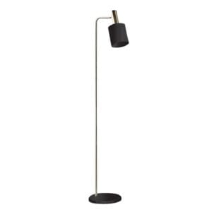 A classic white or black floor lamp complete with antique brass and a matching marble base.