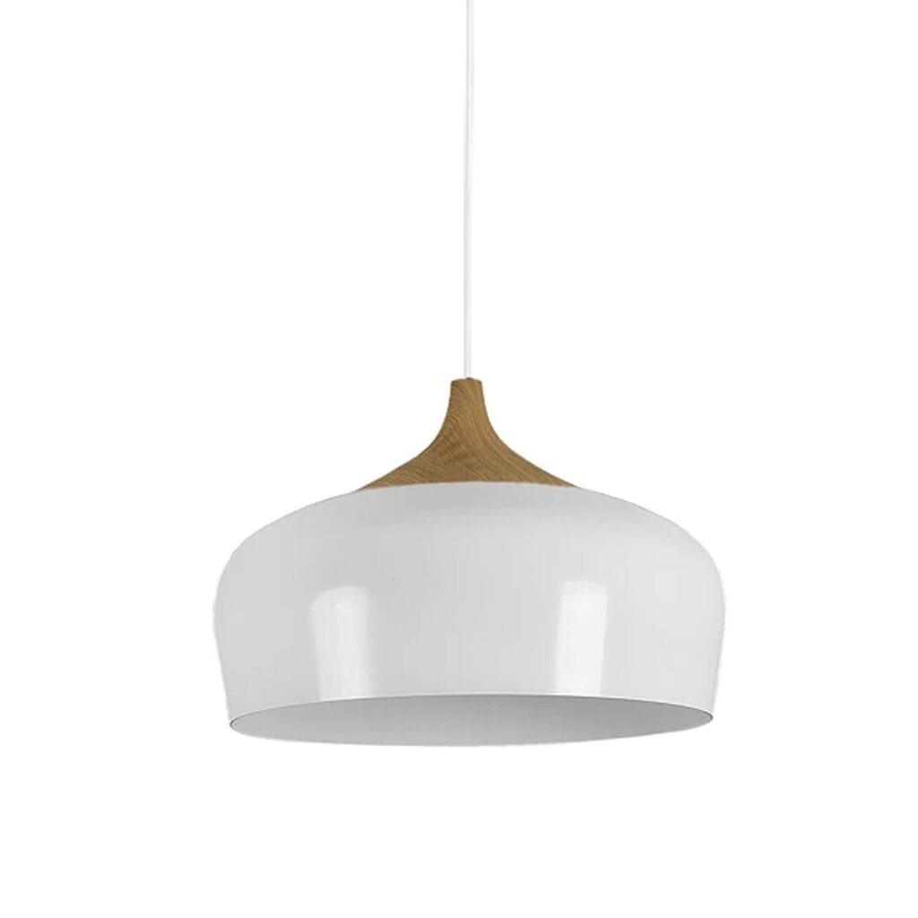 Retro and neutral looks with the Fjord nordic pendant. Impressive metal body for modern charm. Hang in your stairwell, bedroom, kitchen or dining room for practical yet contemporary lighting.