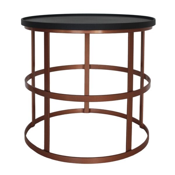 The Gymkhana Side Table is exactly what you need to complete your living space. Manufactured from mild steel, welded and powder coated. Copper flat bar base with a loose charcoal top.