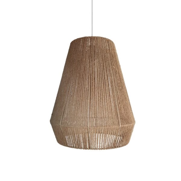 The hand woven natural Jute bell pendant is perfect for your dining room, living area, or commercial space for practical lighting that creates a statement.