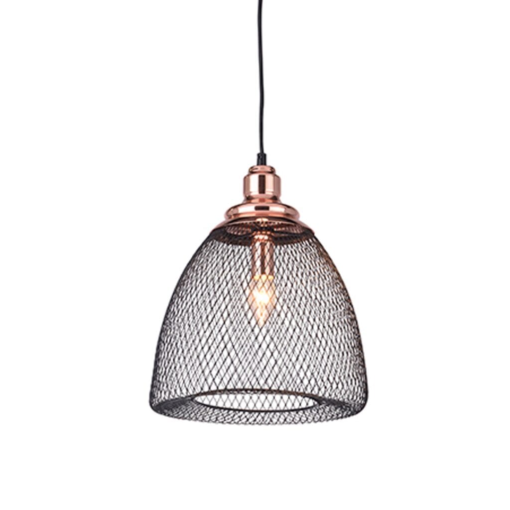 Create a warm ambience in your space with the black and copper double mesh pendant light. Double layered design gives a contrasting look to the usual lighting fixtures which makes for an interesting piece to your room décor.