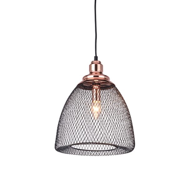Create a warm ambience in your space with the black and copper double mesh pendant light. Double layered design gives a contrasting look to the usual lighting fixtures which makes for an interesting piece to your room décor.