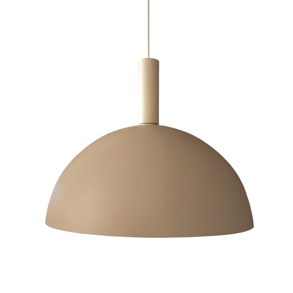 A retro Dunne Ferro powder coated aluminum spun metal hanging pendant.