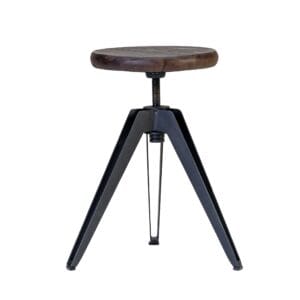 Rustic brown Montana stool made with acacia wood and paired with industrial grey legs