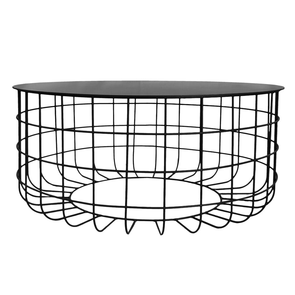 Perfect for minimalist and industrial interiors, this contemporary coffee table is ideal for displaying decor or serving refreshments. Its unique design creates a light and spacious feel, making it a versatile addition to any room. A minimalistic wireframe design manufactured from mild steel, welded and powder coated. Available in a side table option.