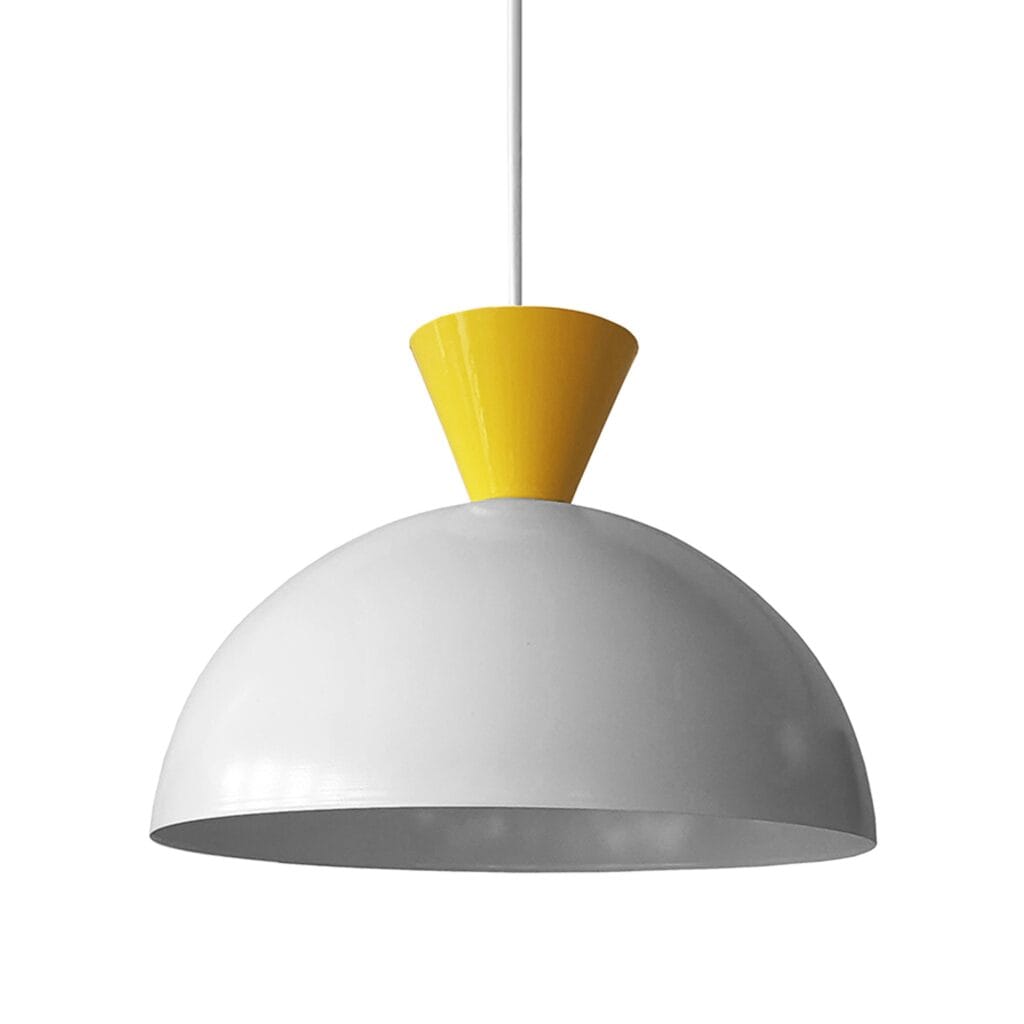 A fun and playful take on traditional lighting for any room of the home. Spun aluminium powder coated in a pop of colour. Aluminum won’t rust and is easy to clean making it an excellent substitute for high-traffic areas
