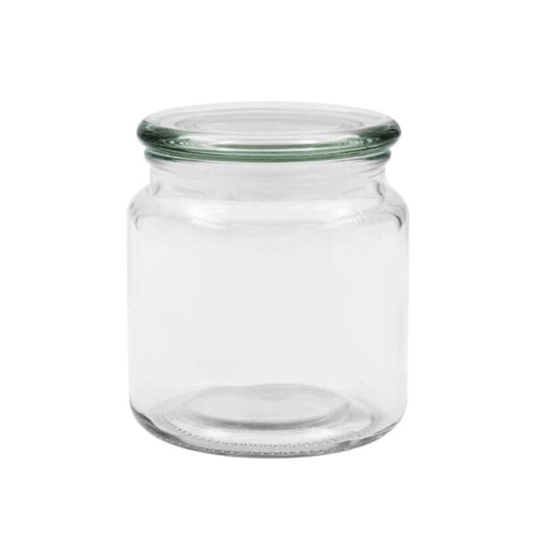Keep your food items fresh and easily visible in this small glass jar with seal lid. Perfect for storing sweets, popcorn kernels, dried fruit, biltong and any other snacks that you love. 