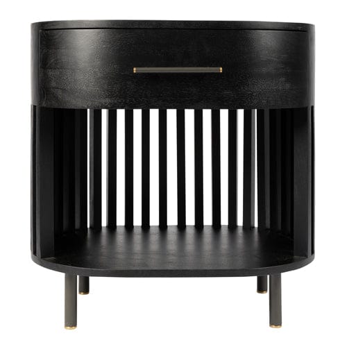 Achieve the iconic mid-century modern look with the Stockholm nightstand. Composed of mango wood and steel, and featuring brass finishes and soft-close runners by top-end furniture hardware brand Häfele, this nightstand will last the test of time and trends. 