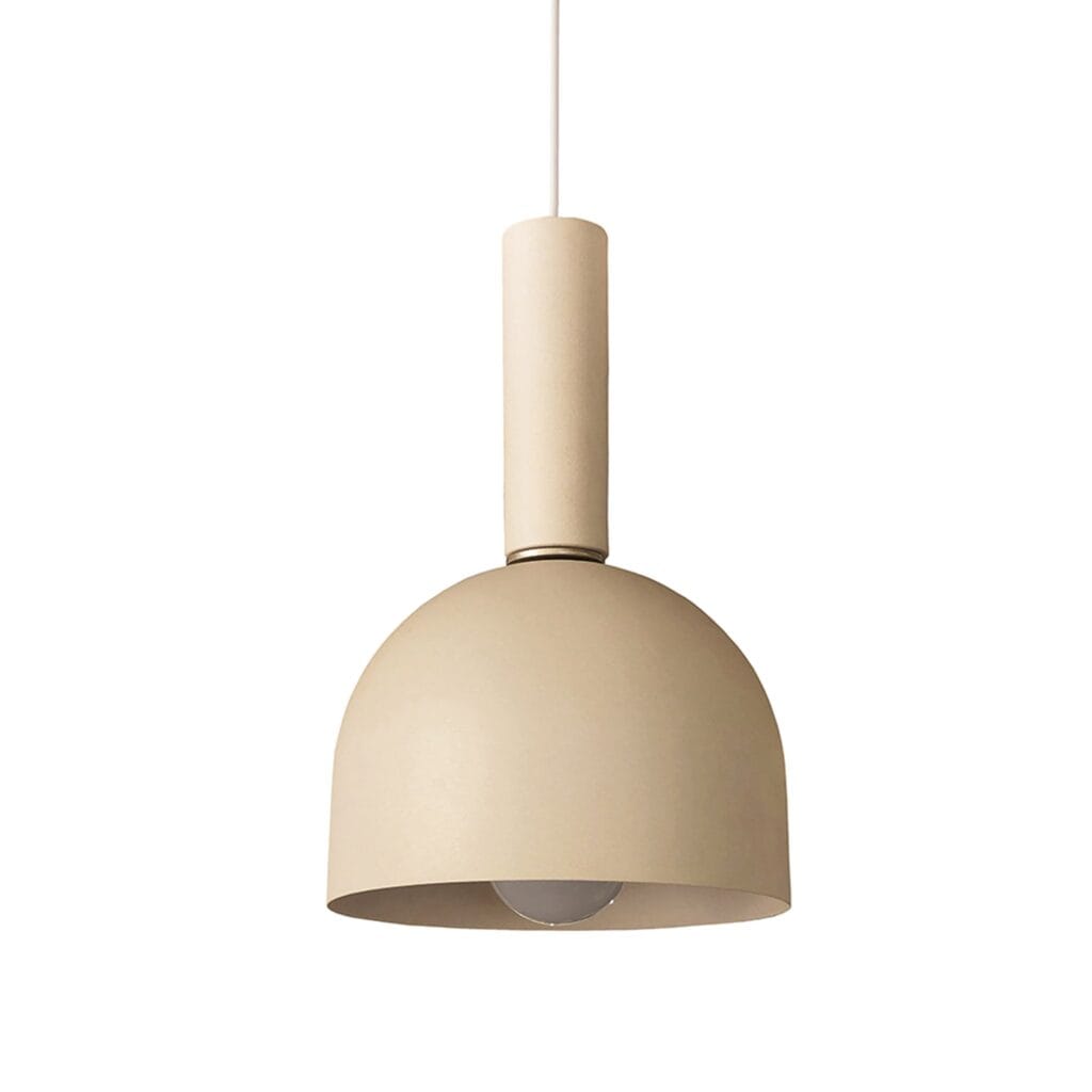 A retro Dunne Ferro powder coated aluminum spun metal hanging pendant.