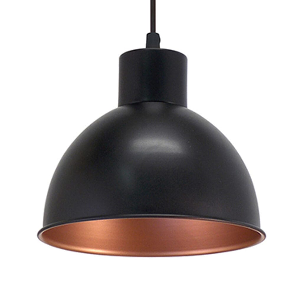 For an updated industrial appeal opt for the Truro Royale black and copper dome pendant light. Made from steel for durability and lasting good looks.