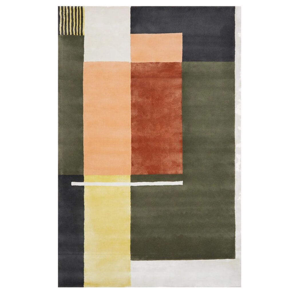 An updated take on colour-blocking, this handwoven rug is an eye-catching blend of traditional craft and modern aesthetics. This piece is an excellent choice for adding a touch of refined vibrance to any indoor space.