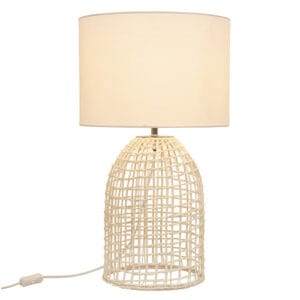 Gentle lighting for your home with the Zanie table lamp. Steel and rattan woven base with a fabric shade.