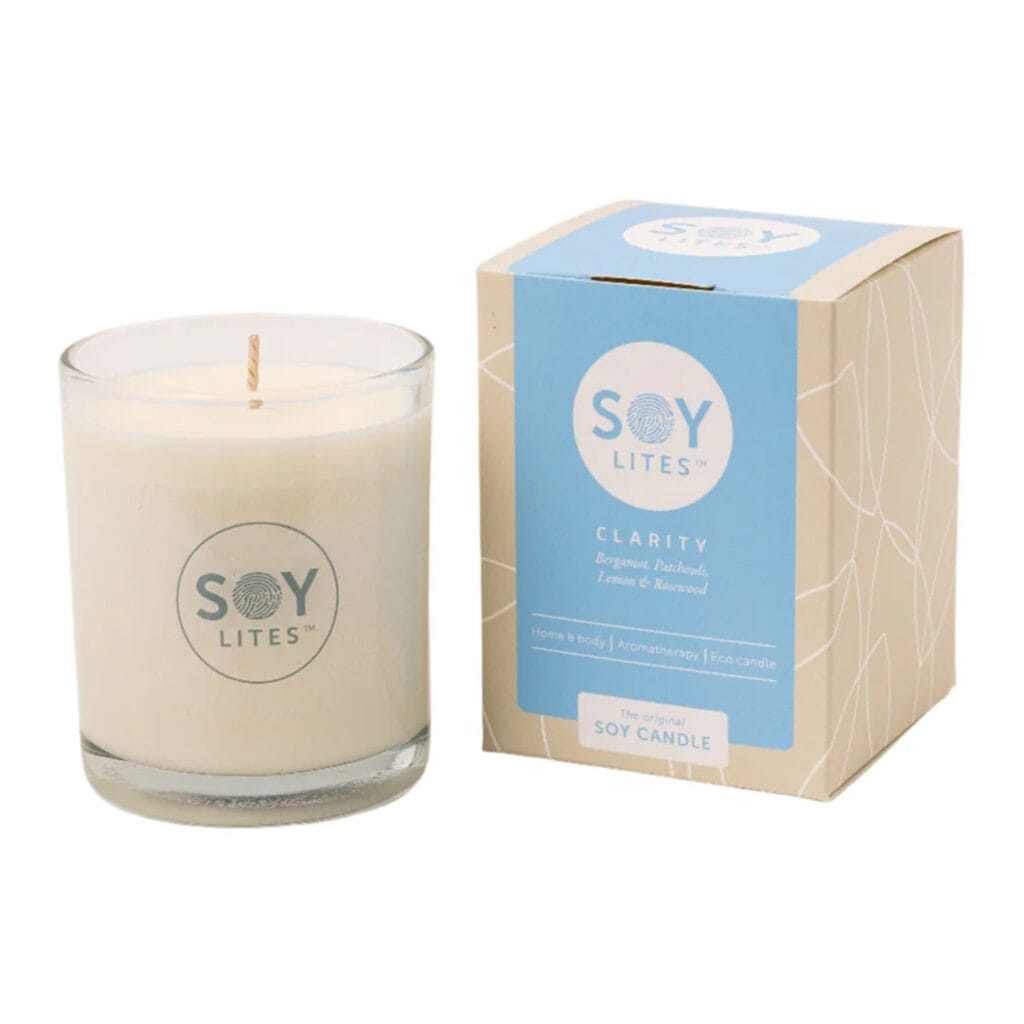 An exquisite antidote for stress and nervous tension, with antidepressant benefits. Environmentally friendly candle that burns beautifully. The warm oil that forms around the wick when burning is full of Vitamin E and Lecithin and an amazing moisturising and nourishing treatment for your skin.