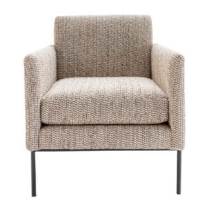 Whether you're curling up with a book, enjoying a leisurely cup of tea or entertaining guests, this chair provides the perfect blend of luxury and functionality. Upholstered occasional chair with steel legs, covered in 69% Polyester and 31% Acrylic fabric. Weight Restriction 150Kg