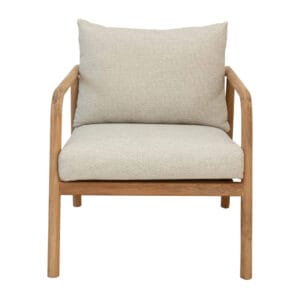 Have your moment in the sun with the Anastasia teak chair, which epitomises both elegance and durability. This fully outdoor seater is composed of solid teak wood and easy-drain foam upholstered in sunproof fabric that is 100% Olefin. The rich, warm tones of teak work in harmony with the three versatile colourways of the fabric to create a chair that invites relaxation and enjoyment into any outdoor area. 