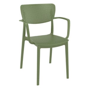 This stylish armchair combines modern design with practical functionality. Made from durable polypropylene reinforced with glass fiber obtained by means of the latest generation of air moulding technology. Features a perforated seat and backrest that ensure excellent ventilation, making it ideal for both indoor and outdoor use.
