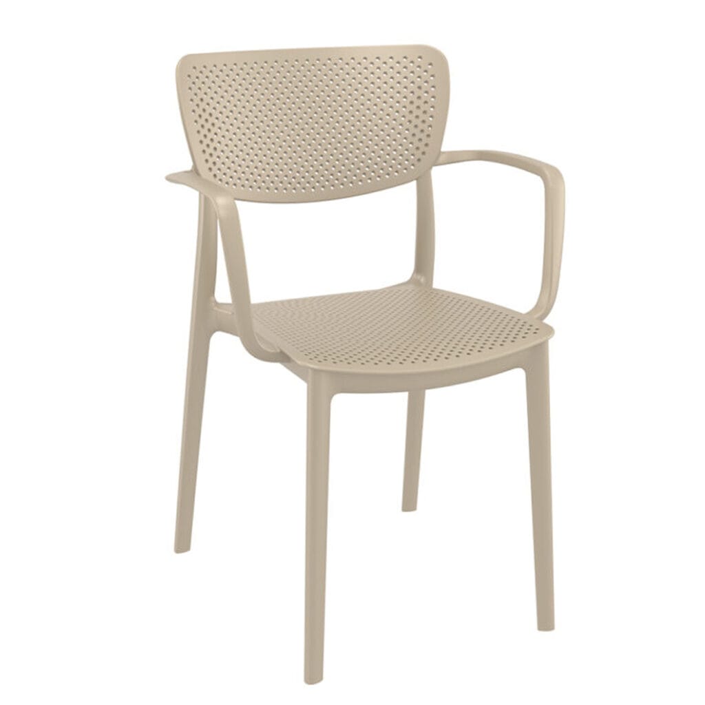 This stylish armchair combines modern design with practical functionality. Made from durable polypropylene reinforced with glass fiber obtained by means of the latest generation of air moulding technology. Features a perforated seat and backrest that ensure excellent ventilation, making it ideal for both indoor and outdoor use.