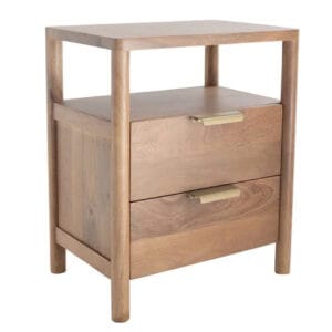Charm and functionality characterise the Bordeaux nightstand. Handmade from premium solid mango wood and featuring two drawers, offering ample storage, this nightstand will bring natural beauty and lasting quality to your bedroom. Available in two sizes and colourways.