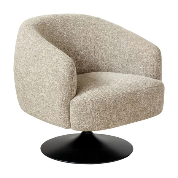 Put a stylish spin on your seating arrangements with the Melody swivel occasional chair. It is upholstere in polyester-cotton 88% Polyester; 22% Cotton, a textural fabric that offers this head-turner a sensational sensory element.