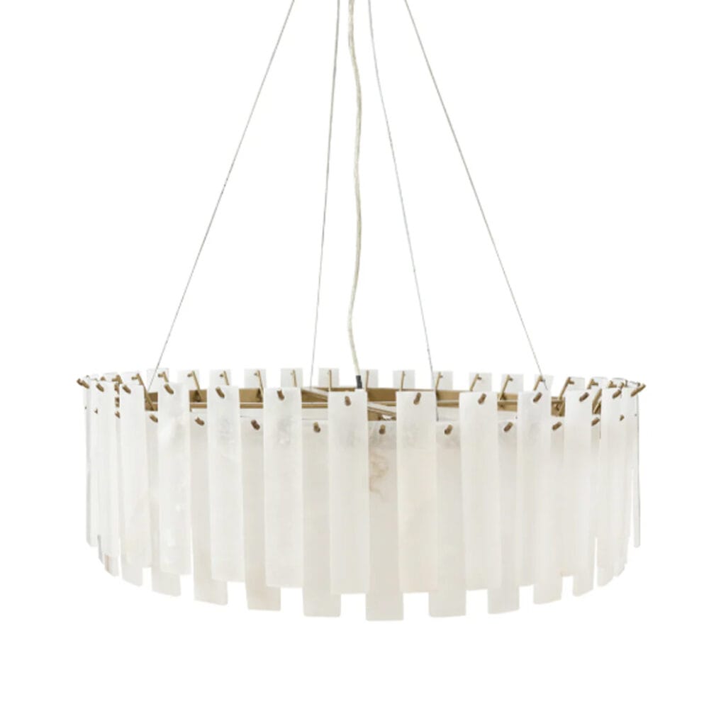 Enjoy the finer things in life with our Alabaster chandeliers, which combine the strength and sophistication of iron with the natural beauty of alabaster, creating a functional and stunning light. These handmade fixtures feature a modern design and come in three sizes.