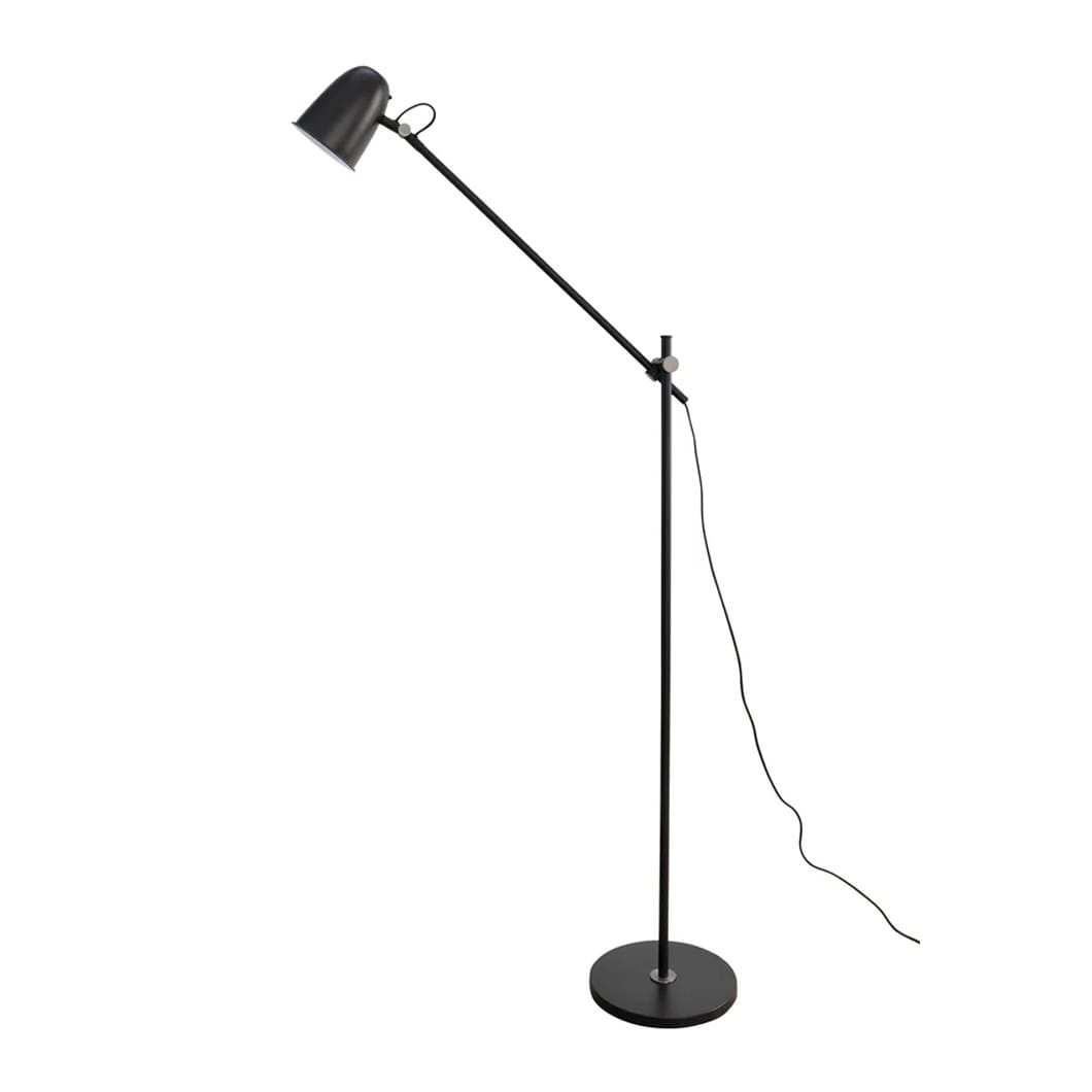 Streamline the look of your workspace or reading nook with the slim silhouette of Belvedere desk floor lamp. Made of steel and sporting an articulated arm and an adjustable head for precise lighting, this lamp is a versatile, stylish lighting solution for any room.