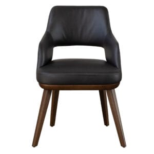 Churchill dining chairs will bring a distinguished air to your table. Their stately presence is accentuated by genuine Italian leather upholstery and sturdy legs made of solid wood. A gently curved backrest and generously padded seat will provide extended comfort for languid lunches or long-into-the-night dinners. Available in two shades.