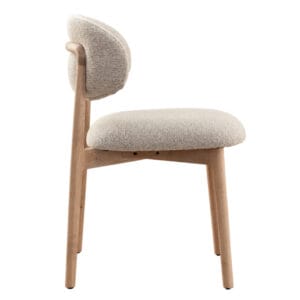 The clean, architectural lines of the Milano solid oak dining chair is a nod to modern design. Upholstered in luxurious 100% Polyester fabric and featuring a robust oak frame, this chair exudes both strength and sophistication. Whether placed at a dining table or in a reading nook, the Milano bridges the gap between contemporary and classic style. Ergonomically curved backrest. Available in two colourways.