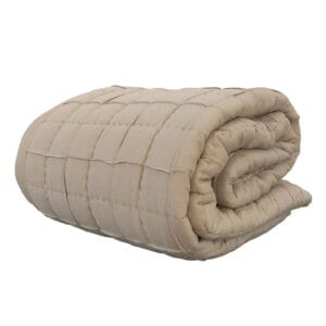 The hand-finished Anthology quilt features a classic pattern that evokes the nostalgia of hand-sewn quilts, while two subdued colourways give it a contemporary twist. With its delightful blend of soft cotton and durable linen, this quilt will be your perfect companion for cool evenings and lazy mornings. Cotton & linen blend with a microfiber filling and 100% cotton backing. Made in India