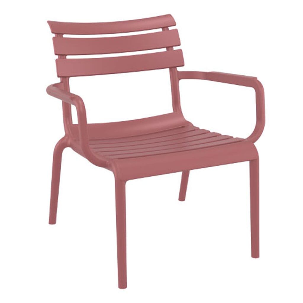 Paris Lounge Armchair is stackable and produced with a single injection of polypropylene reinforced with glass fiber, for indoor and outdoor use and with non-slip feet. Pair it with the matching footrest table, perfectly designed to echo the chair's stylish silhouette.