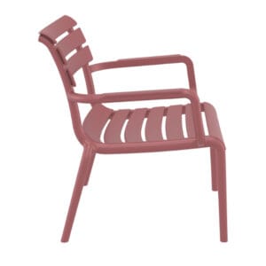 Paris Lounge Armchair is stackable and produced with a single injection of polypropylene reinforced with glass fiber, for indoor and outdoor use and with non-slip feet. Pair it with the matching footrest table, perfectly designed to echo the chair's stylish silhouette.