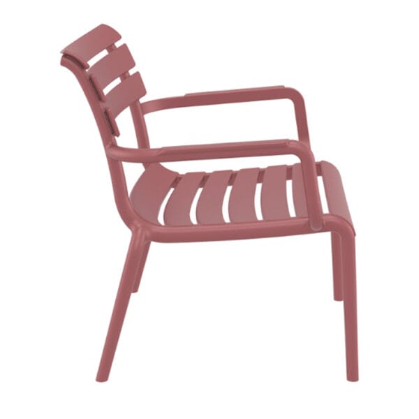 Paris Lounge Armchair is stackable and produced with a single injection of polypropylene reinforced with glass fiber, for indoor and outdoor use and with non-slip feet. Pair it with the matching footrest table, perfectly designed to echo the chair's stylish silhouette.