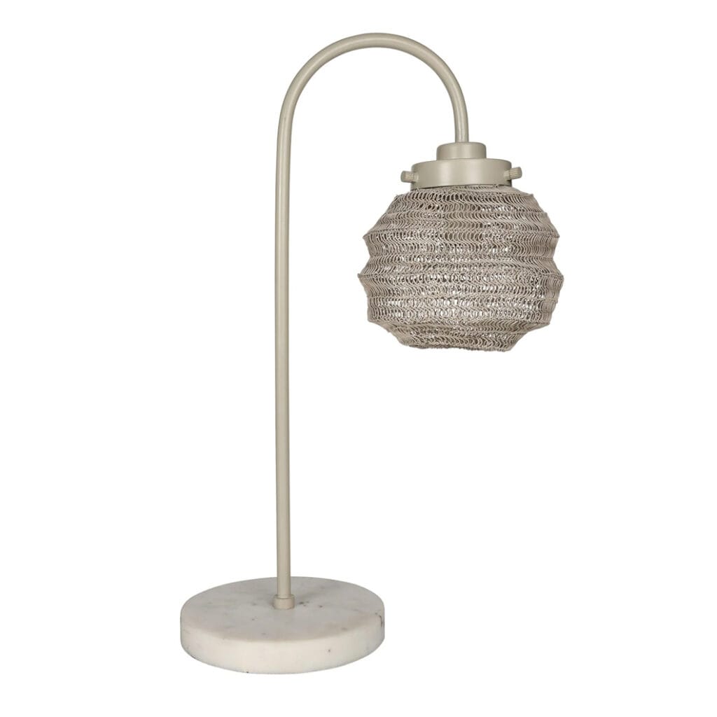 Embrace organic beauty with our Rookery bedside lamp. This tactile design features malleable powder-coated steel mesh that can be shaped to suit your personal aesthetic. The lamp features a marble base and is available in three natural colourways, encouraging a tranquil mood in any living space.