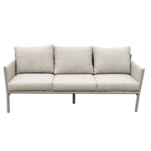 The fully outdoor Prominade set is an invitation to unwind, socialize and embrace the outdoors. This set comprises two single-seaters and a three-seater – composed of an aluminium frame, spun polyester and a weather-resistant foam cushion – as well as an aluminium coffee table that features a slatted tabletop.
