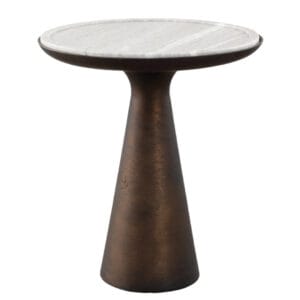 Introduce contemporary craftsmanship and timeless elegance to undercover outdoor patio areas with our Corsica side tables. These chic accents feature a sleek cast aluminium frame and a tabletop made of Morchana marble with a smooth profile edge, giving them a luxurious finish. No assembly required. Available in two sizes. 