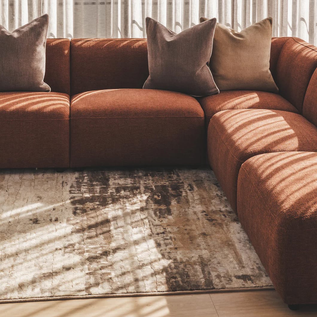 Elevate your interior scheme with Suspense rugs, which will introduce texture, depth and a sense of modernity into a space. The use of heat-set 100% polypropylene pile composition is a key feature, as this material is known for its durability and stain resistance, while their abstract shapes and deep colours will add an eye-catching element to a room. Available in two sizes.