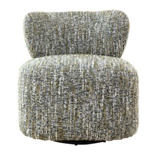 The sophisticated Thalia swivel chair blends timeless design and modern comfort. Crafted with a sturdy wood frame and upholstered with textured 100% polyester Clarisse fabric, the Thalia will bring comfort and tactile appeal to living spaces. It's ideal for a chic home office or a stylish reading nook. Available in three colourways.