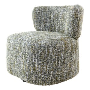 The sophisticated Thalia swivel chair blends timeless design and modern comfort. Crafted with a sturdy wood frame and upholstered with textured 100% polyester Clarisse fabric, the Thalia will bring comfort and tactile appeal to living spaces. It's ideal for a chic home office or a stylish reading nook. Available in three colourways.
