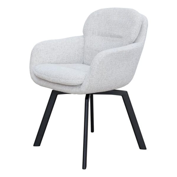 Luxe, textured upholstery and cushioned comfort are what you can expect of the Chloe seating range, which comprises dining chairs, and adjustable counter chairs and office chairs. Upholstered in 100% Polyester fabric, made of steel and features a self-correcting swivel seat. These chairs will bring sturdiness, sophistication and a bit of swivel to tables, kitchen counters or home office spaces. Available in a range of easy-to-style colourways. Minor assembly required.