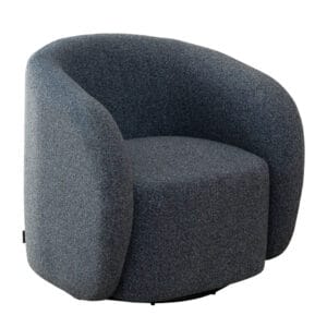 Emily seating puts a spin on the humble armchair with its smooth swivel action supported by a strong steel mechanism. Featuring a wooden frame covered in 100% Polyester fabric, and available in four chic shades, this seater will be a complementary addition to any contemporary space, be it a home office, bedroom or living area. No assembly required . Pairs beautifully with Nigella Ottomans