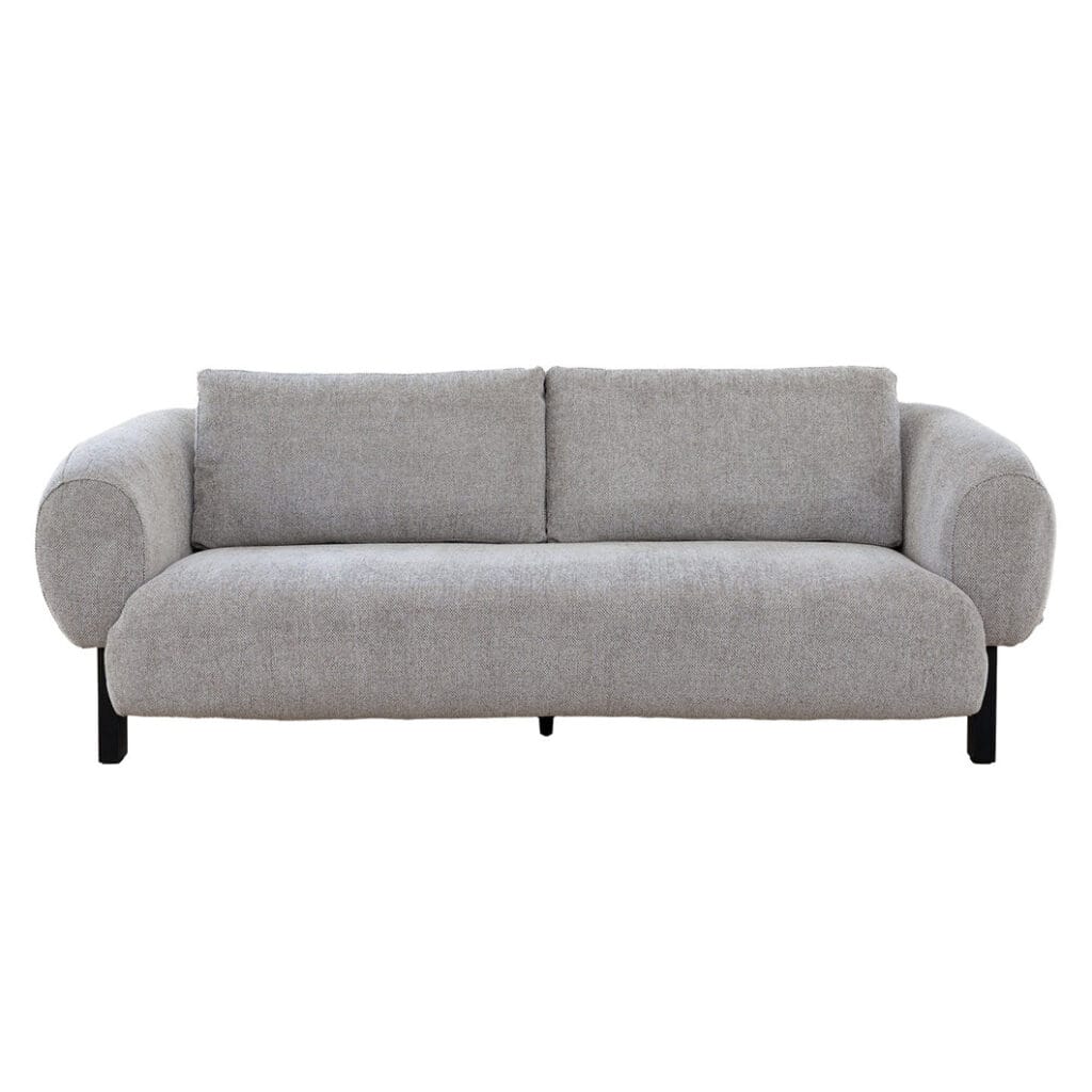 Modern elegance characterises the Juliette sofa, which will effortlessly elevate the look of living areas. Upholstered to perfection (59% Polyester, 41% Viscose) , the sofa comes in one neutral tone, offering a versatile foundation for layering textures and accents. An ash wood frame supports this stylish seater. No assembly required.