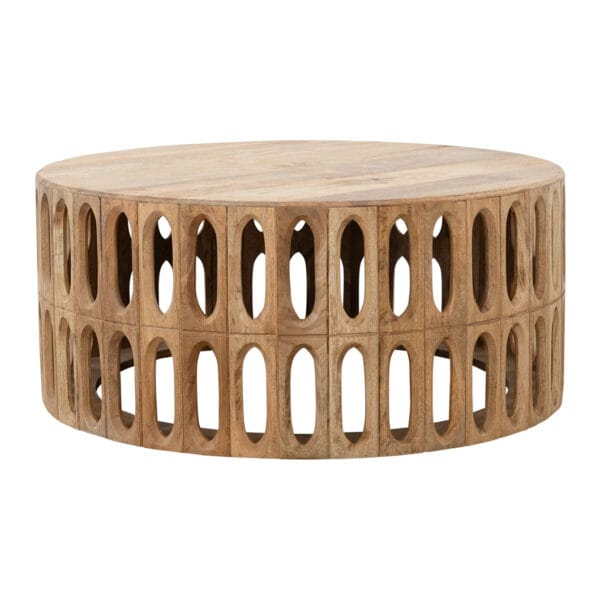 Crafted with precision, our hand-carved Rosette tables feature a striking pattern that will add character to a home. Fashioned from solid mango wood, the drum-shaped side tables and coffee tables that feature in this range offer longevity and exude an undeniable charm. Available in two colourways, Pepper and Cinnamon. No assembly required.