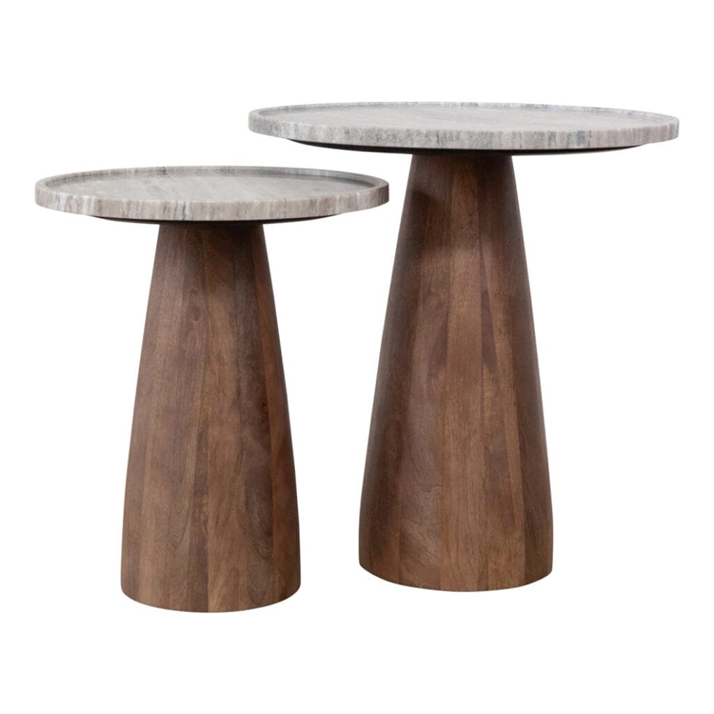 Meadow Marble Side Table Set in Husk