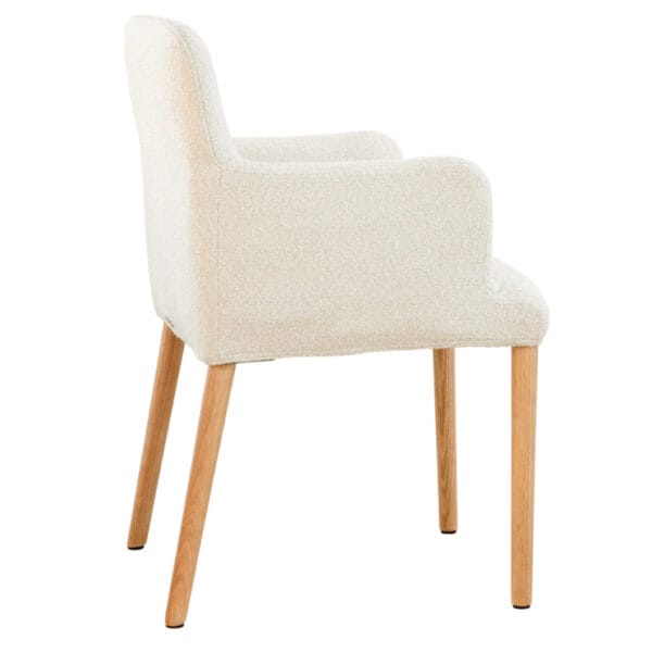 The Skye dining chair combines modern design with the natural warmth and durability of solid oak. Upholstered with 100% Polyester fabric, which comes in four shades, the Skye is a versatile accent that can be easily incorporated into various interior styles, while its oak frame ensures longevity and timeless appeal. Minor assembly required.